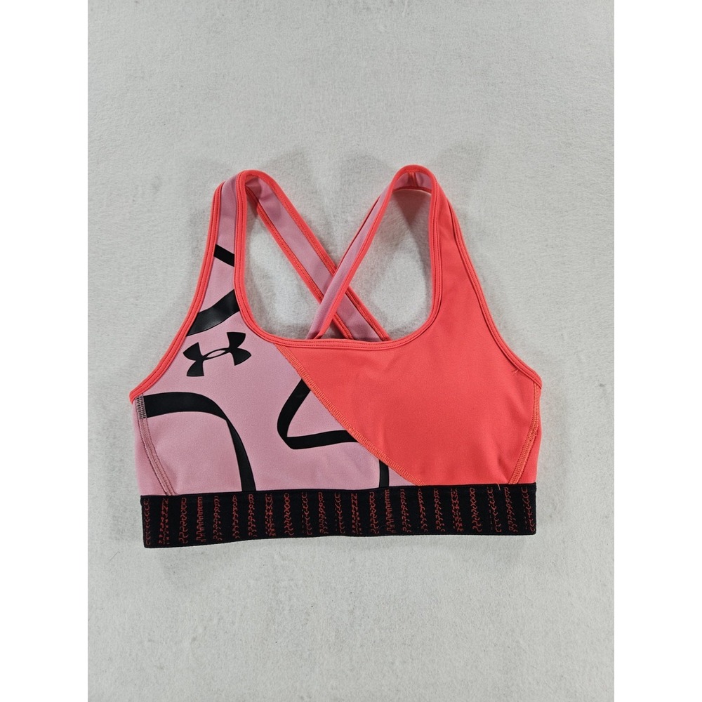 Under Armour Sports Bra Womens S Pink Logo Padded Activewear Sports Workout Gym